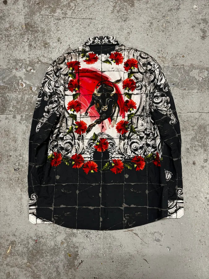 SS2015 Dolce & Gabbana Red & White Floral Bull Shirt xRYvRZR 4