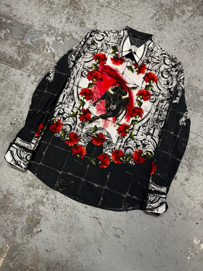 SS2015 Dolce & Gabbana Red & White Floral Bull Shirt xRYvRZR 5