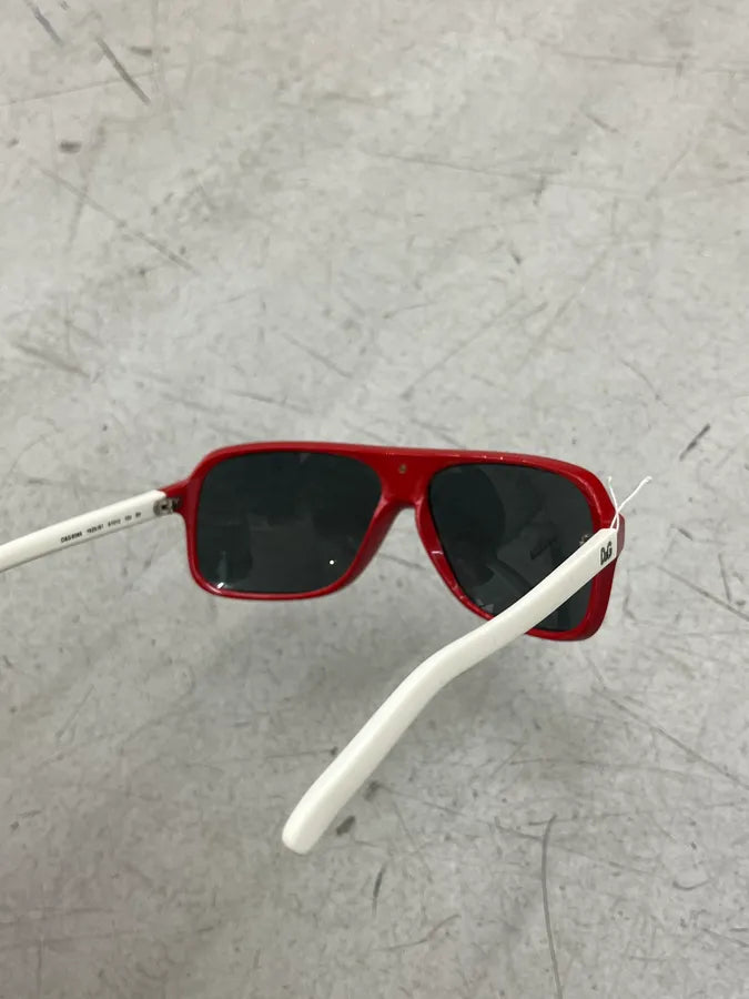 Dolce & Gabbana Red & White Rectangular Sunglasses oOcWhNd 10