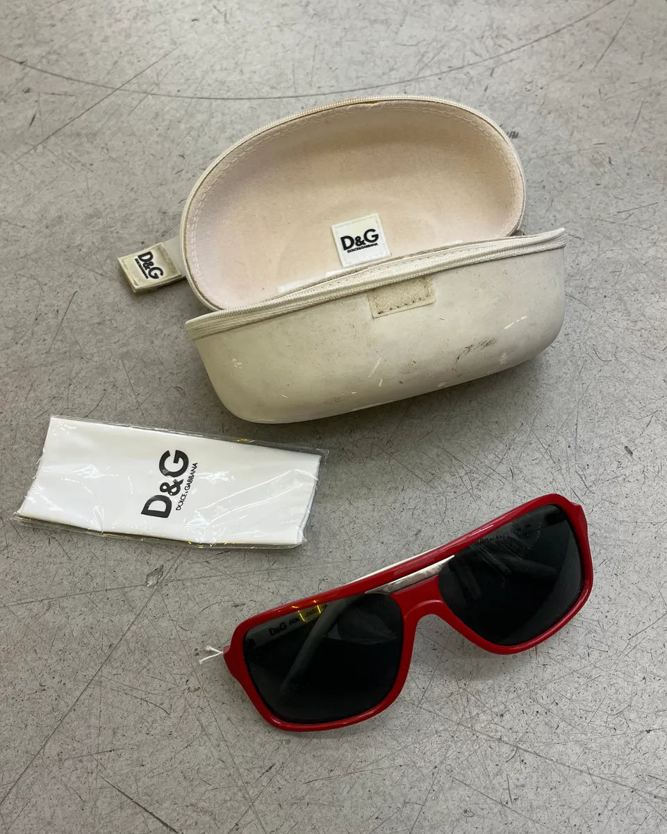 Dolce & Gabbana Red & White Rectangular Sunglasses oOcWhNd 3