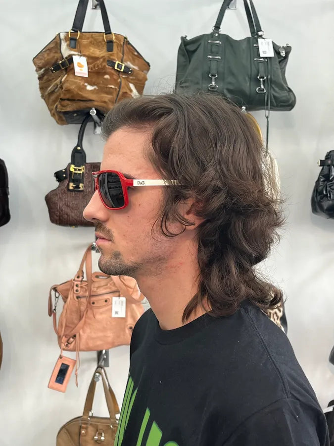Dolce & Gabbana Red & White Rectangular Sunglasses oOcWhNd 2