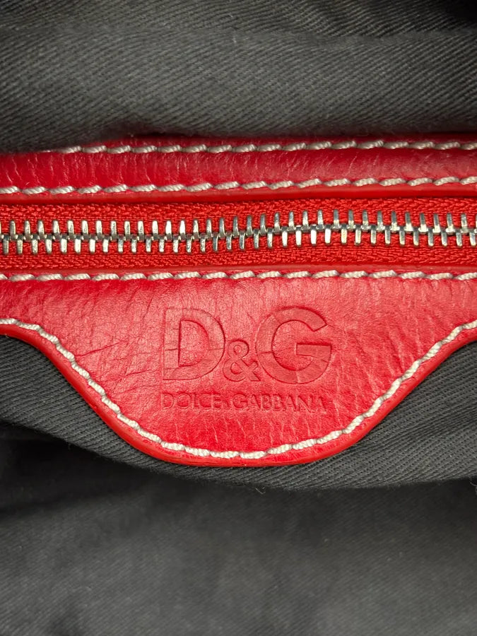 AW2010 Dolce & Gabbana Red Canvas Trompe LOeil Zip Handle Bag qxjPfqB 17