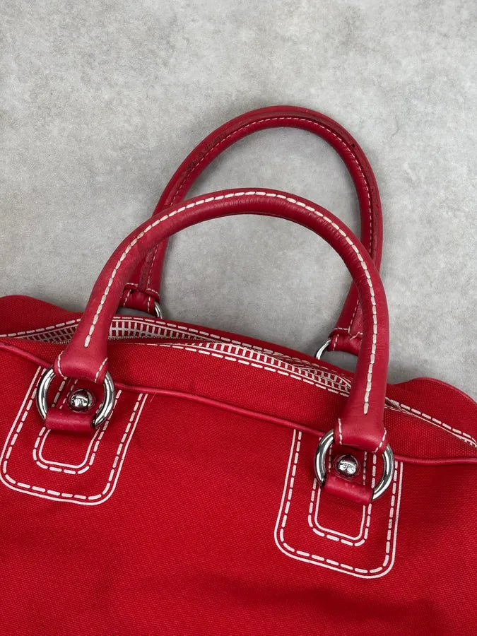 AW2010 Dolce & Gabbana Red Canvas Trompe LOeil Zip Handle Bag qxjPfqB 9