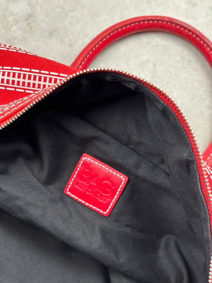 AW2010 Dolce & Gabbana Red Canvas Trompe LOeil Zip Handle Bag qxjPfqB 18