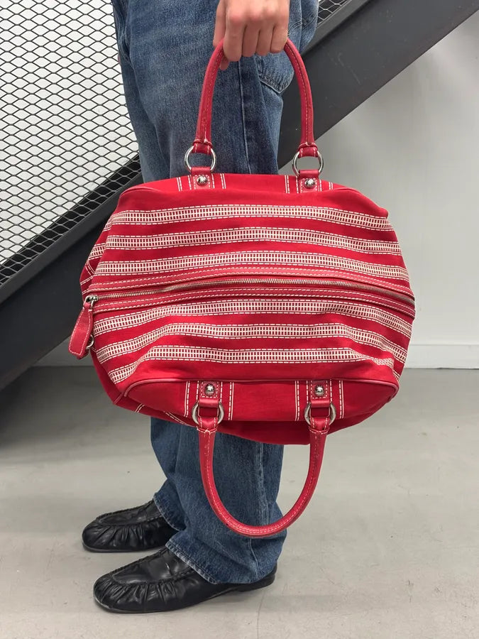 AW2010 Dolce & Gabbana Red Canvas Trompe LOeil Zip Handle Bag qxjPfqB 1