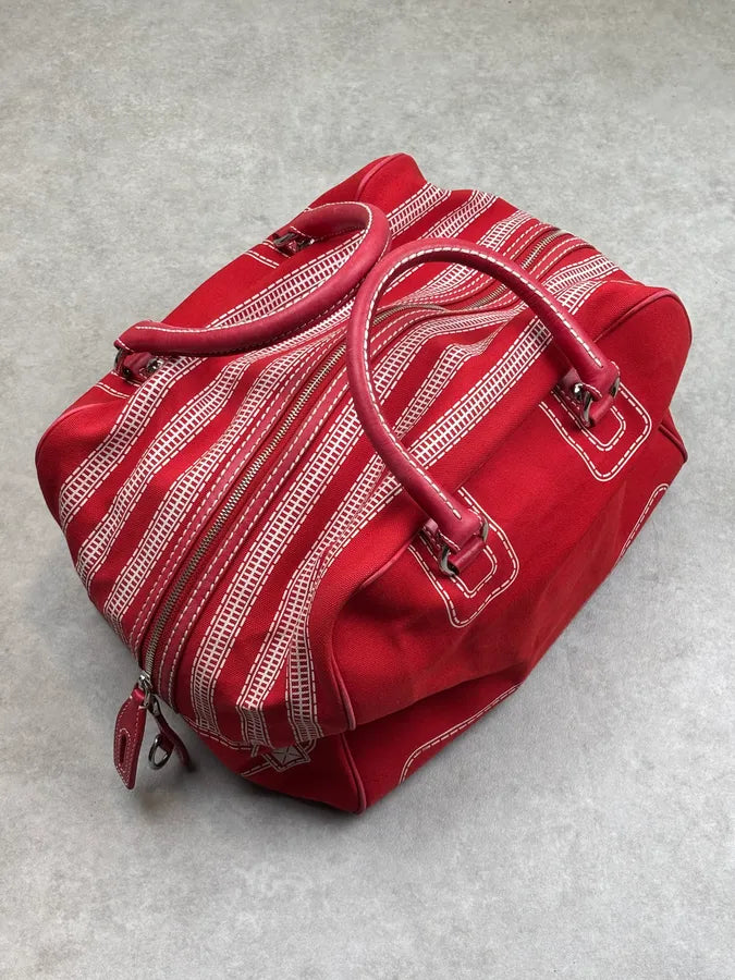 AW2010 Dolce & Gabbana Red Canvas Trompe LOeil Zip Handle Bag qxjPfqB 0