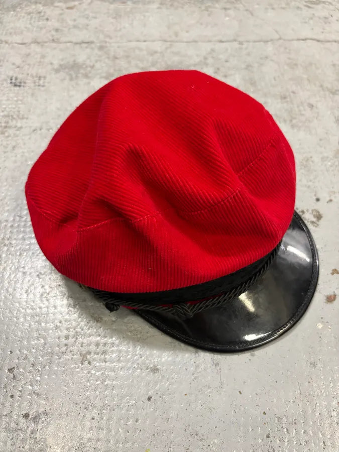 2000s Dolce & Gabbana Red Corduroy Rope Trim Hat NWQvEvs 3