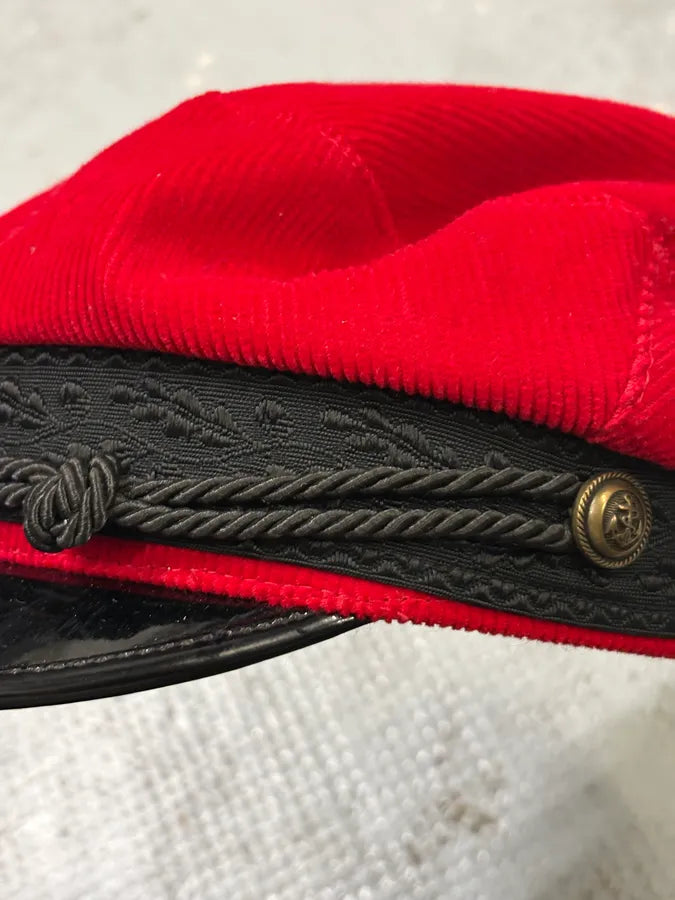 2000s Dolce & Gabbana Red Corduroy Rope Trim Hat NWQvEvs 5