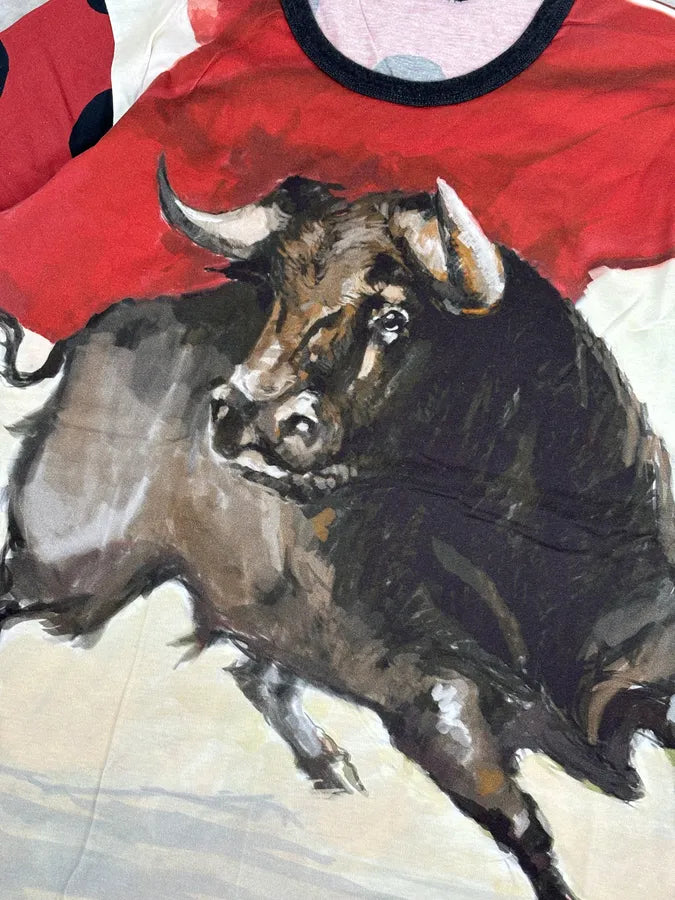 SS2015 Dolce & Gabbana Red Cotton Bull Print T-Shirt bHjcxVn 6