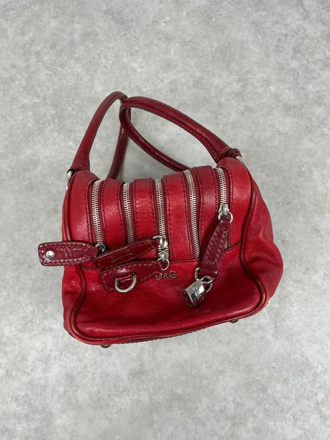 AW2010 Dolce & Gabbana Red Leather Multi-Zip Lily Bag diCRzfi 7
