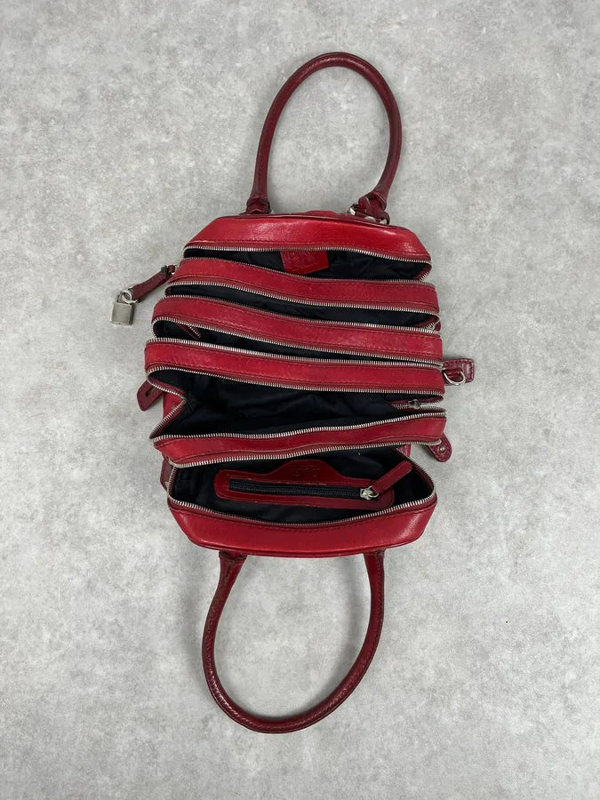 AW2010 Dolce & Gabbana Red Leather Multi-Zip Lily Bag diCRzfi 4