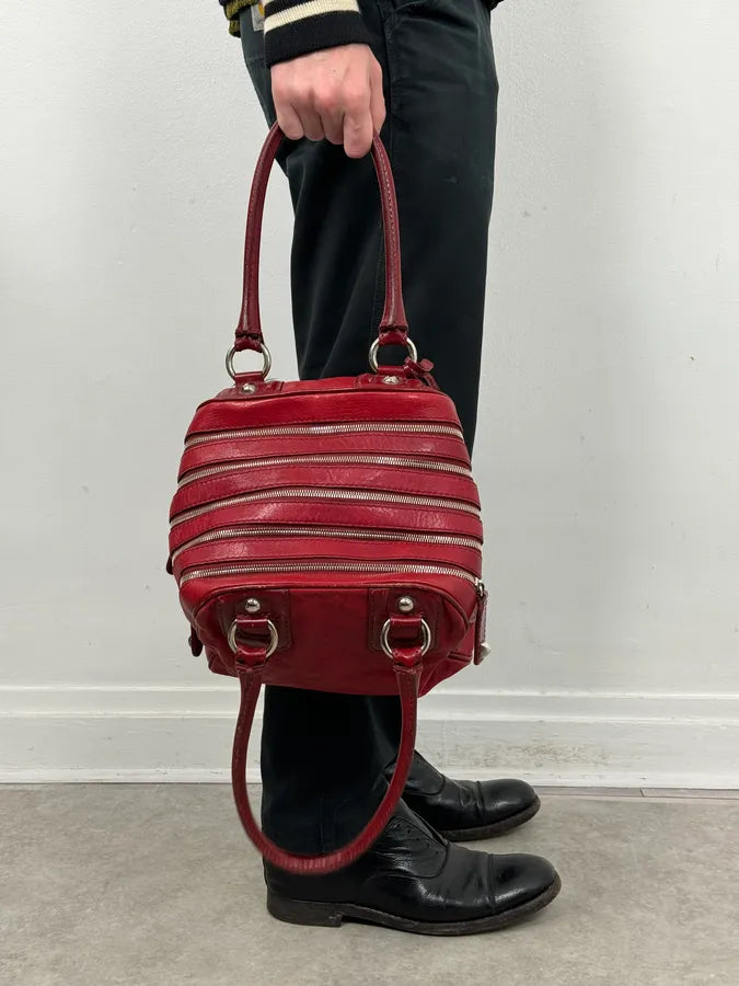 AW2010 Dolce & Gabbana Red Leather Multi-Zip Lily Bag diCRzfi 0