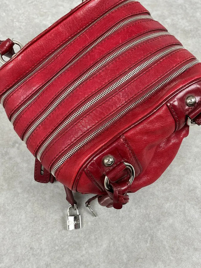 AW2010 Dolce & Gabbana Red Leather Multi-Zip Lily Bag diCRzfi 8