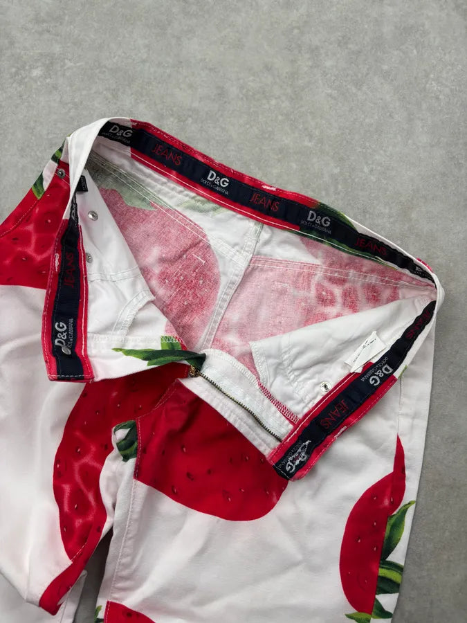 2000s Dolce & Gabbana Red White Strawberry Short Pants vjoVDsB 8