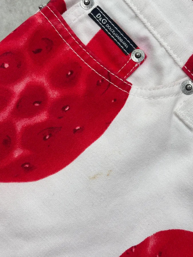 2000s Dolce & Gabbana Red White Strawberry Short Pants vjoVDsB 9