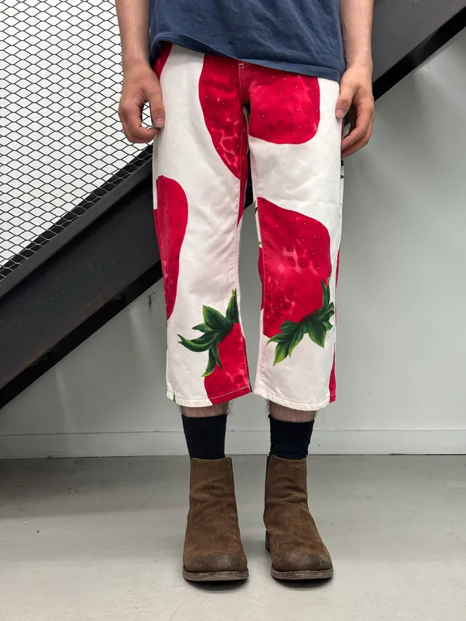 2000s Dolce & Gabbana Red White Strawberry Short Pants vjoVDsB 1