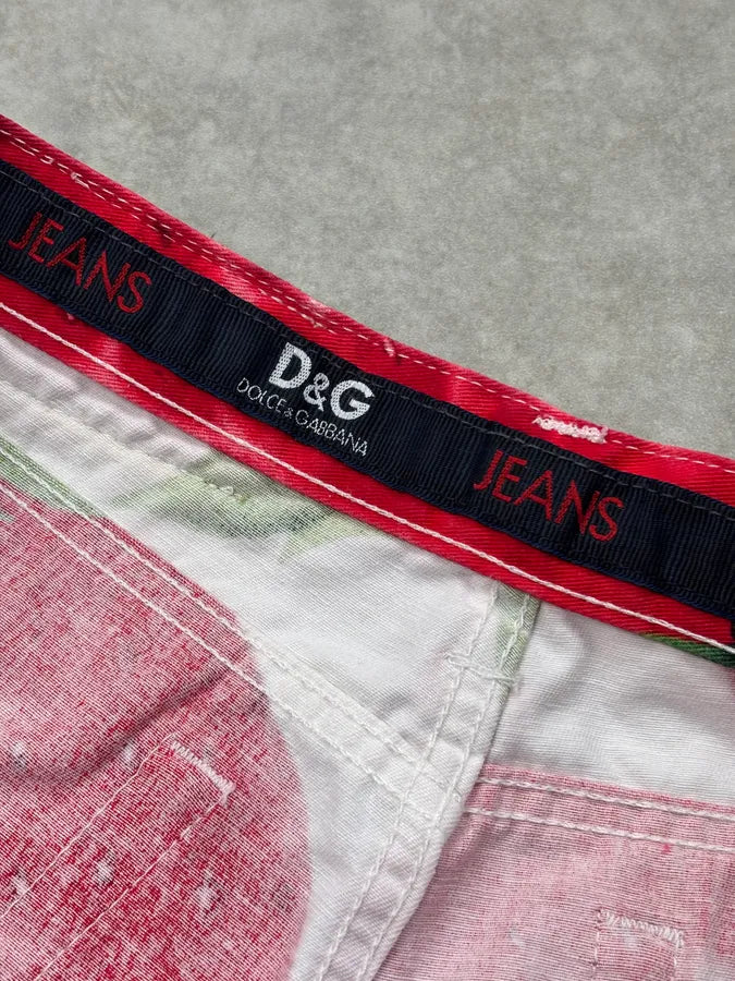 2000s Dolce & Gabbana Red White Strawberry Short Pants vjoVDsB 10