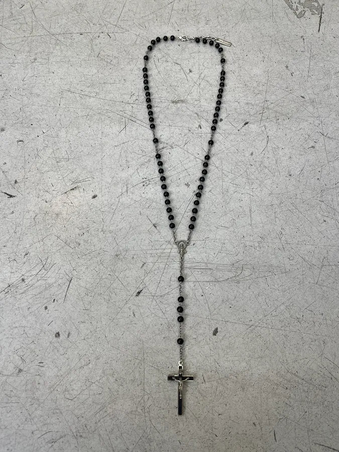 Dolce & Gabbana Rosary Cross Black Necklace QAzkkpF 0