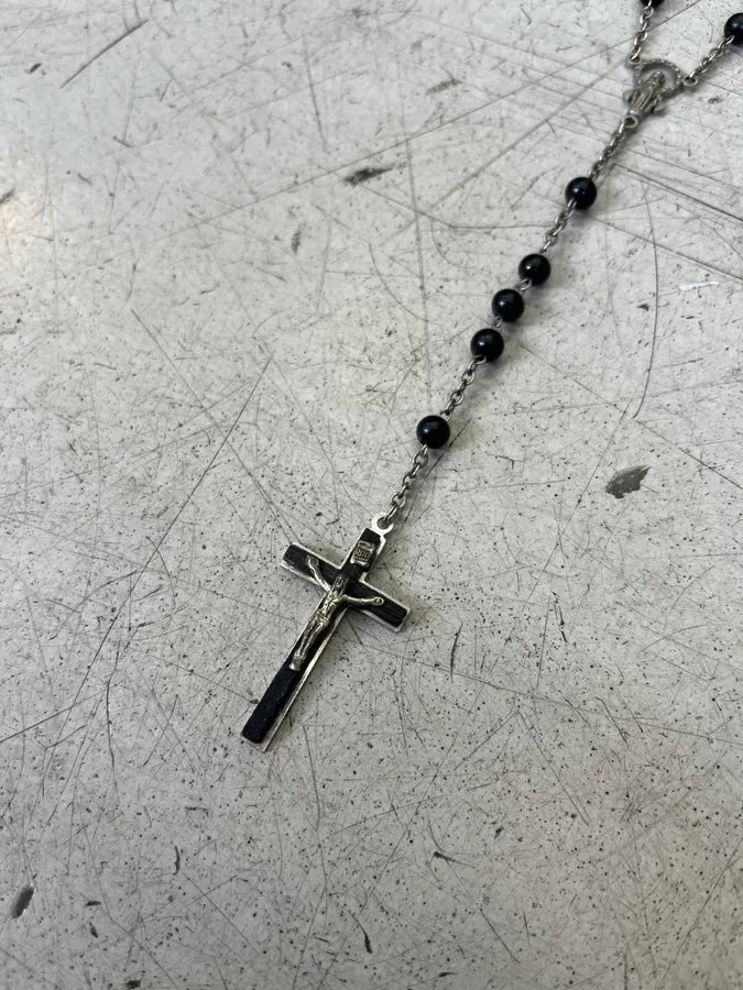 Dolce & Gabbana Rosary Cross Black Necklace QAzkkpF 2