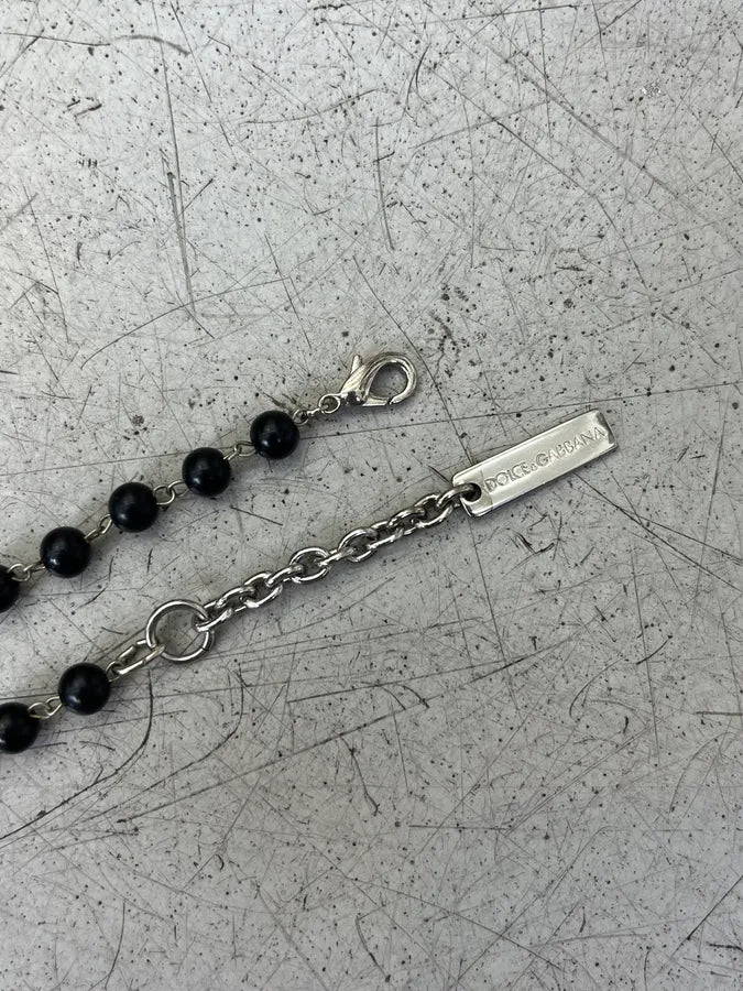 Dolce & Gabbana Rosary Cross Black Necklace QAzkkpF 7