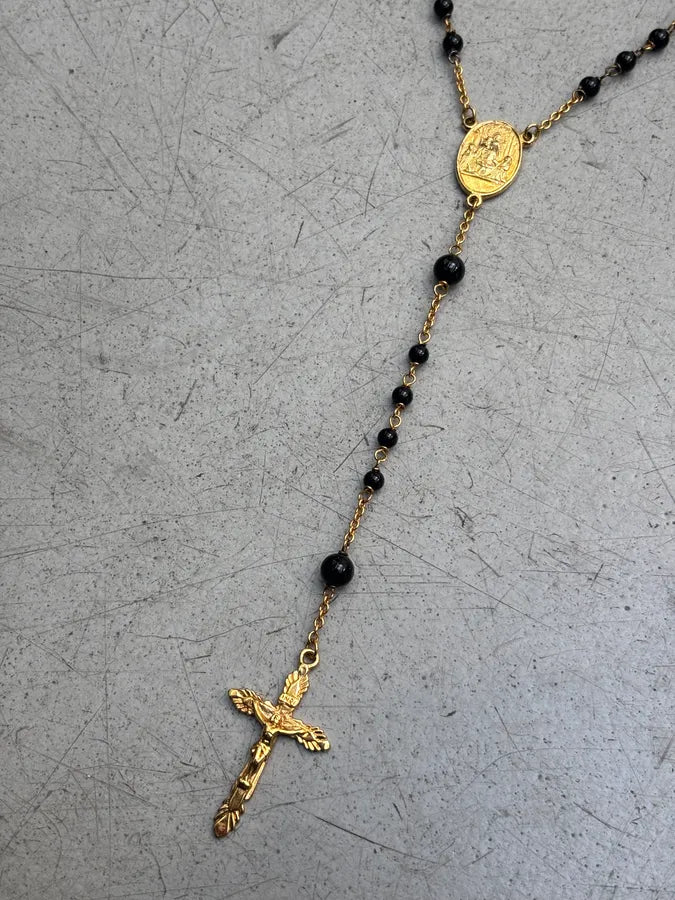 Dolce & Gabbana Rosary Cross Gold & Black Necklace IjDisjI 3