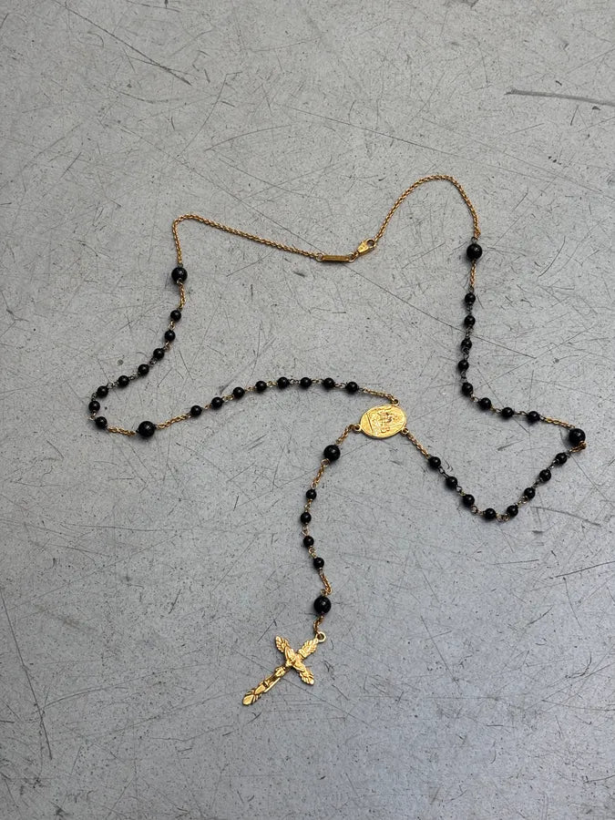 Dolce & Gabbana Rosary Cross Gold & Black Necklace IjDisjI 4