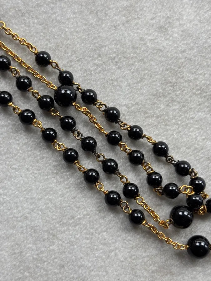 SS2015 Dolce & Gabbana Rosary Cross Gold & Black Necklace wQxRAdd 9