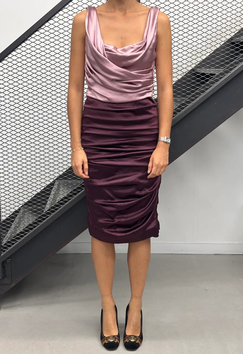 2010s Dolce & Gabbana Pink & Purple Silk Ruched Dress bHUVECu 0