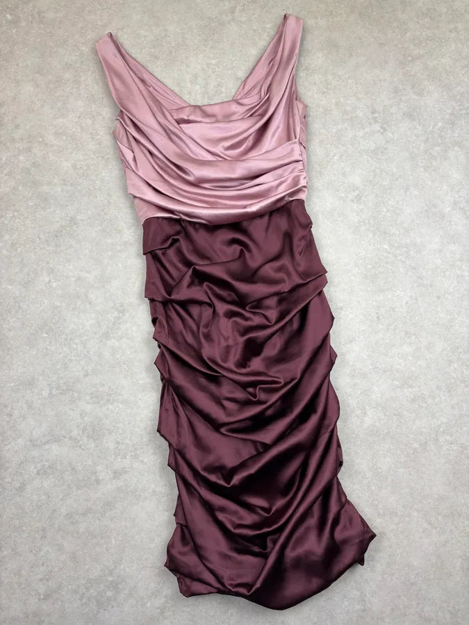 2010s Dolce & Gabbana Pink & Purple Silk Ruched Dress bHUVECu 11