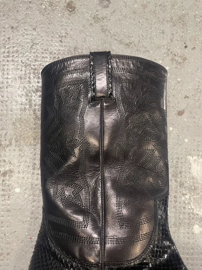 Dolce & Gabbana Santiags Black Cowboy Leather Boots with Python Effect echVvbo 6
