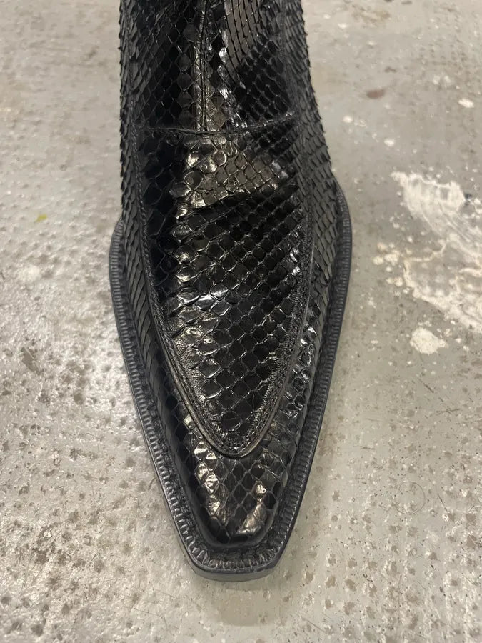 Dolce & Gabbana Santiags Black Cowboy Leather Boots with Python Effect echVvbo 7