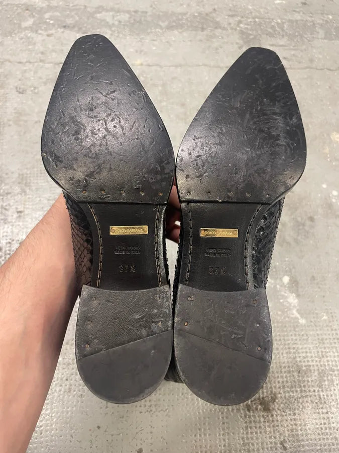 Dolce & Gabbana Santiags Black Cowboy Leather Boots with Python Effect echVvbo 9