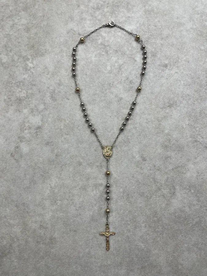 Dolce & Gabbana Silver & Gold Cross Rosary Necklace czmeMQO 0