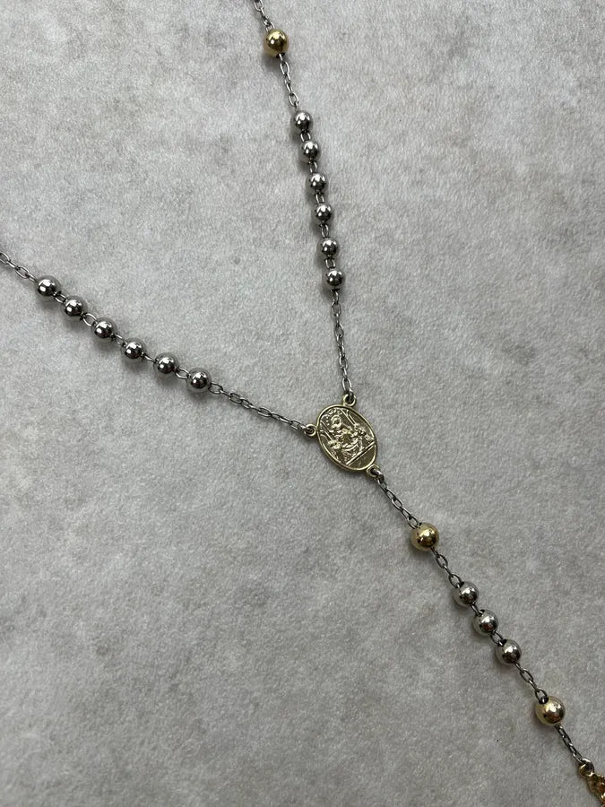 Dolce & Gabbana Silver & Gold Cross Rosary Necklace czmeMQO 3