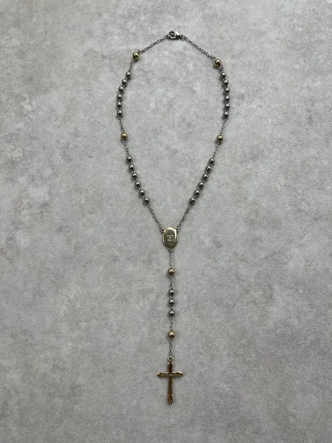 Dolce & Gabbana Silver & Gold Cross Rosary Necklace czmeMQO 4