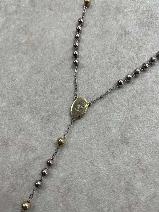 Dolce & Gabbana Silver & Gold Cross Rosary Necklace czmeMQO 6