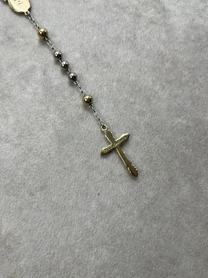 Dolce & Gabbana Silver & Gold Cross Rosary Necklace czmeMQO 7