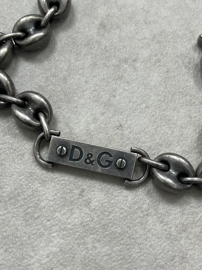 AW2006 Dolce & Gabbana Silver Chain Logo Plaque Link Necklace  ekSWYSZ 4