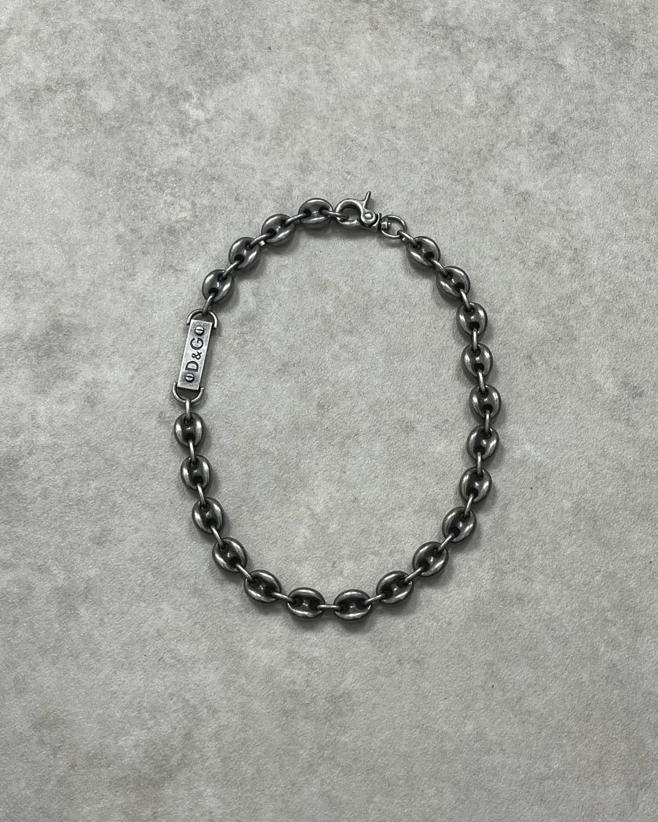 AW2006 Dolce & Gabbana Silver Chain Logo Plaque Link Necklace  ekSWYSZ 0