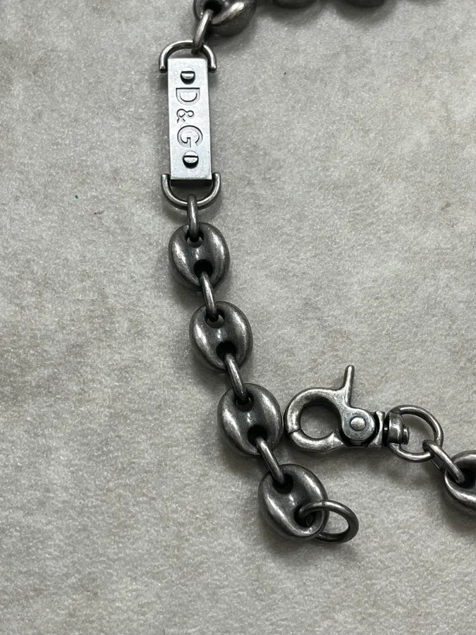AW2006 Dolce & Gabbana Silver Chain Logo Plaque Link Necklace  ekSWYSZ 3