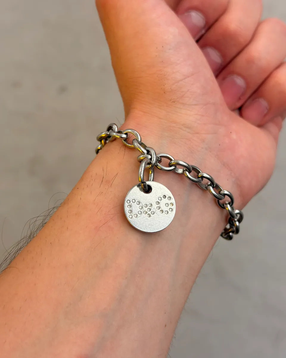 Dolce & Gabbana Silver Grey Metal Studded Anchor Chain Bracelet WFeErWE 1