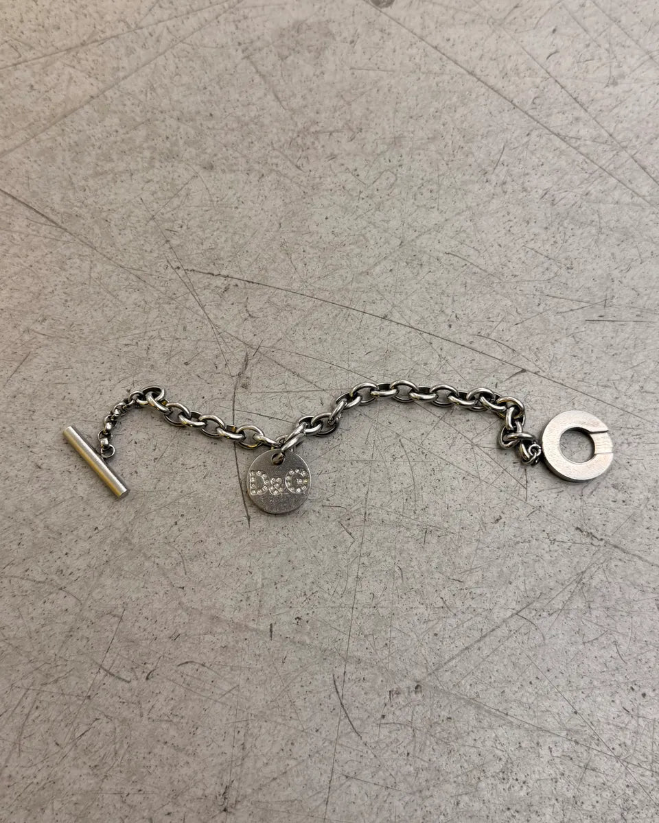 Dolce & Gabbana Silver Grey Metal Studded Anchor Chain Bracelet WFeErWE 3