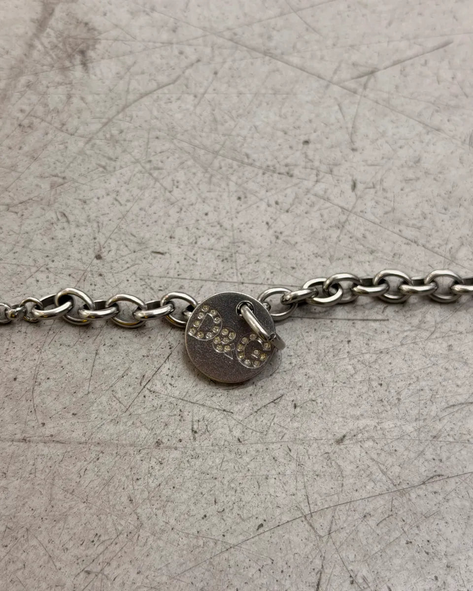 Dolce & Gabbana Silver Grey Metal Studded Anchor Chain Bracelet WFeErWE 4