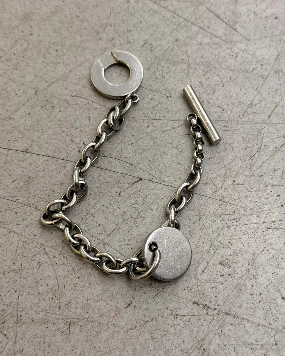 Dolce & Gabbana Silver Grey Metal Studded Anchor Chain Bracelet WFeErWE 7