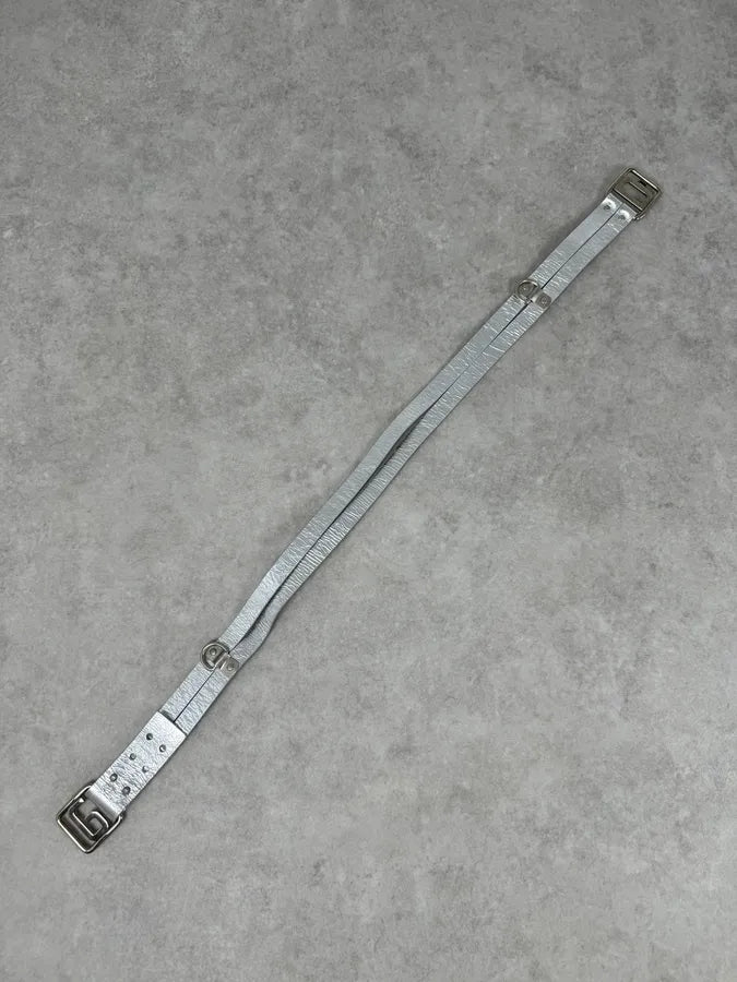 2000s Dolce & Gabbana Silver Grey Leather Buckle Belt auqnfnO 6