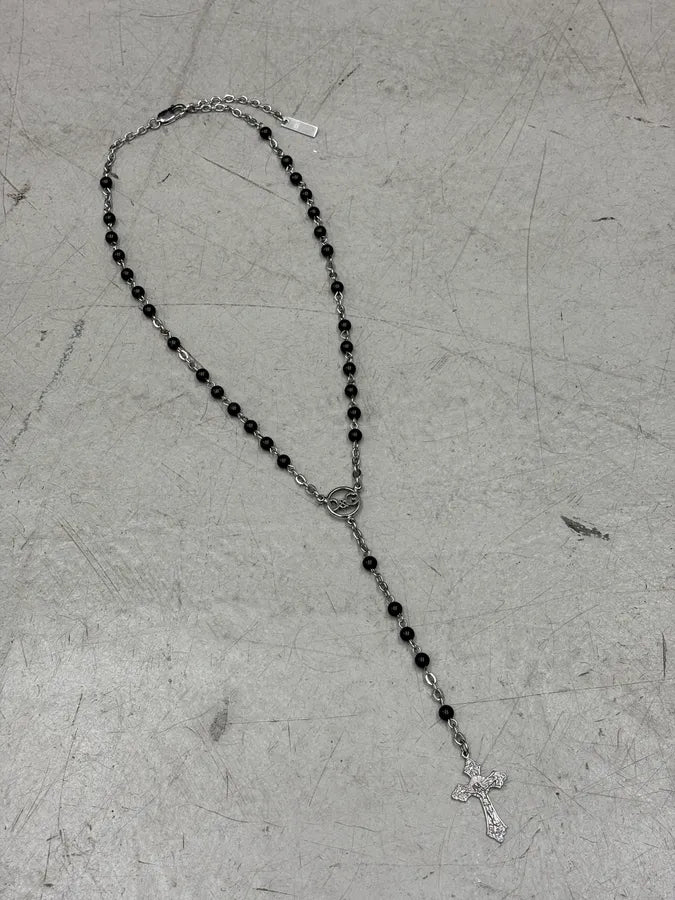 Dolce & Gabbana Metal Black Beaded Rosary Necklace UJpGkfl 2