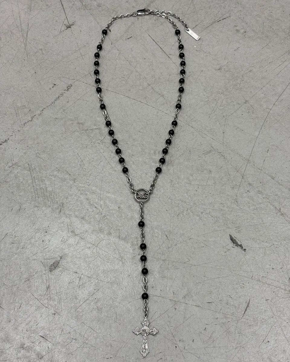 Dolce & Gabbana Metal Black Beaded Rosary Necklace UJpGkfl 0