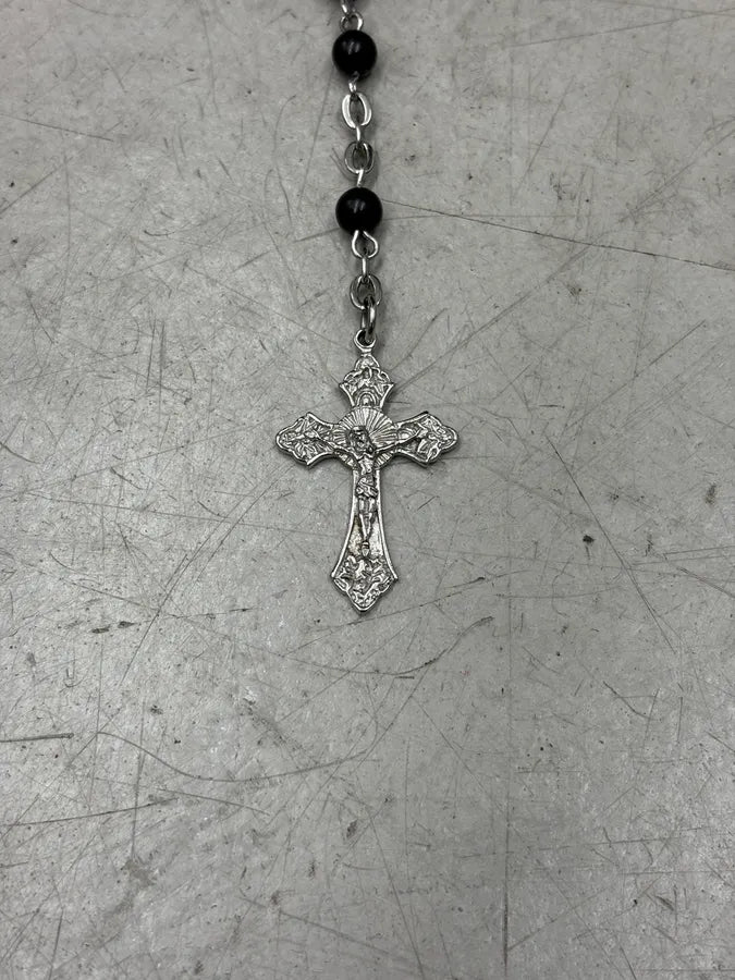 Dolce & Gabbana Metal Black Beaded Rosary Necklace UJpGkfl 4