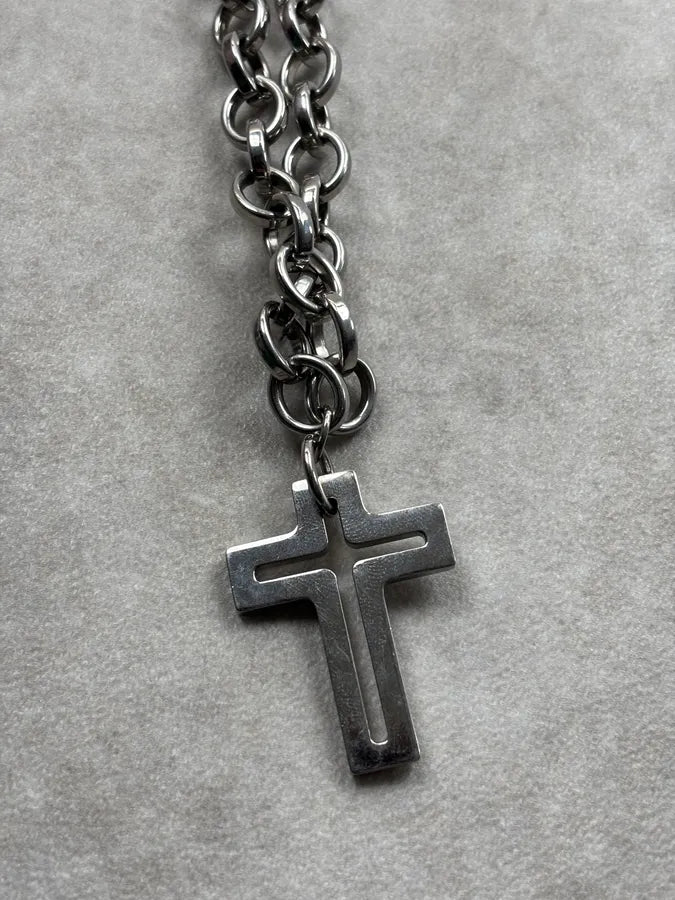 Dolce & Gabbana Silver Metal Chain Cross Pendant Necklace GQPsUrY 7