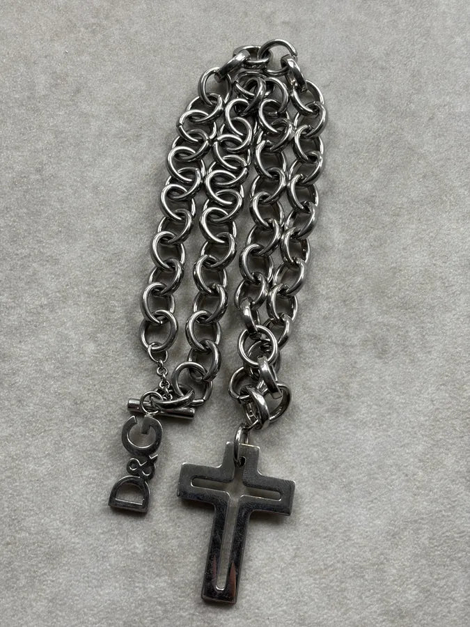 Dolce & Gabbana Silver Metal Chain Cross Pendant Necklace GQPsUrY 6